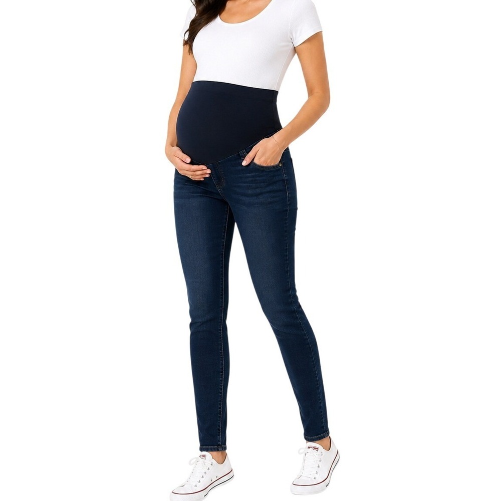 A‎ Glow Maternity Jeggings Women 2 Mat Dark Wash Full Belly Band Skinny Jeans